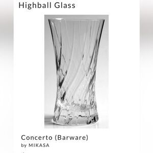 Mikasa Concerto Barware Highball Water Tall 5 3/4” Swirl Crystal Glass